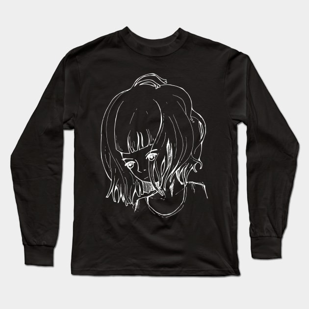 Portrait line art Long Sleeve T-Shirt by TKDoodle